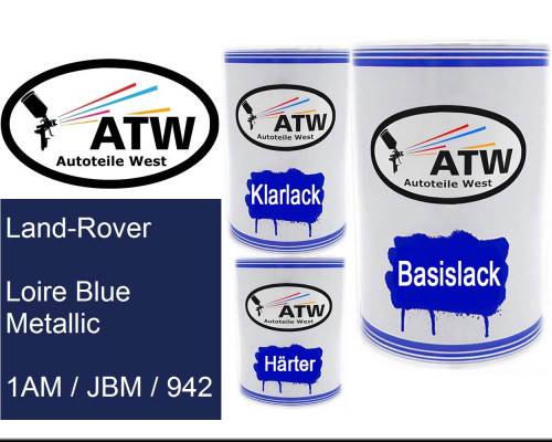 Land-Rover, Loire Blue Metallic, 1AM / JBM / 942: 500ml Lackdose + 500ml Klarlack + 250ml Härter - Set, von ATW Autoteile West.